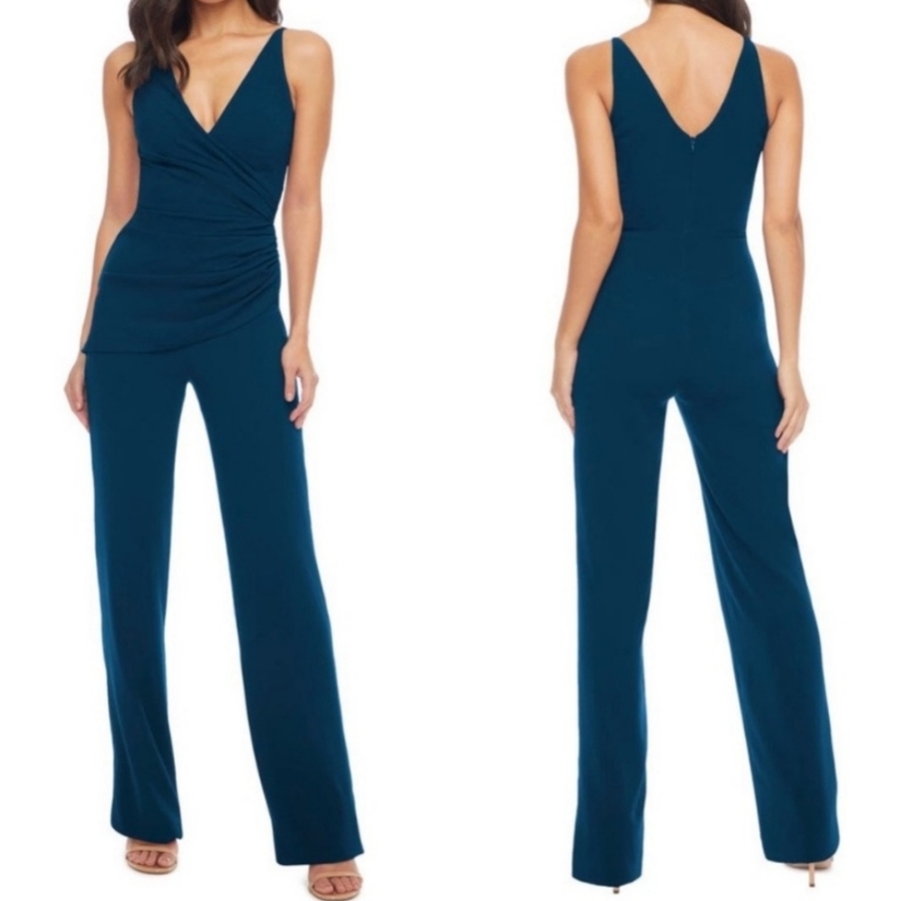 Dress the Population Blue Fitted Jumpsuit Size XXS